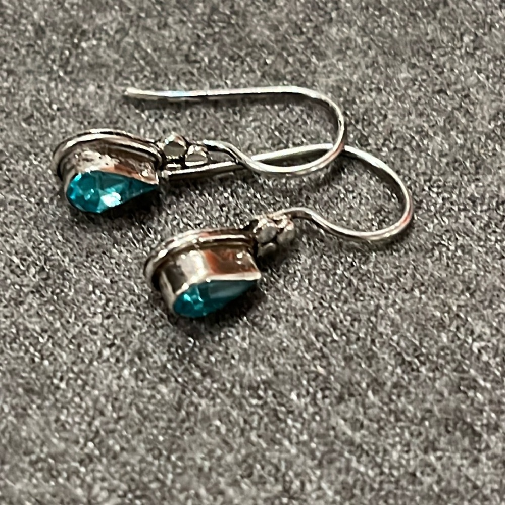 Sterling Blue Topaz Teardrop Earrings - Picture 3 of 6